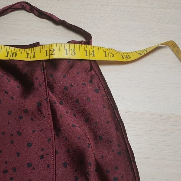 NWT ABERCROMBIE & FITCH Plum Polka Dot Faux Wrap Satin Mini Skirt - Picture 6 of 10